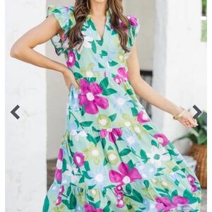 Shop the mint Created Beauty Sage Green Floral Midi Dress